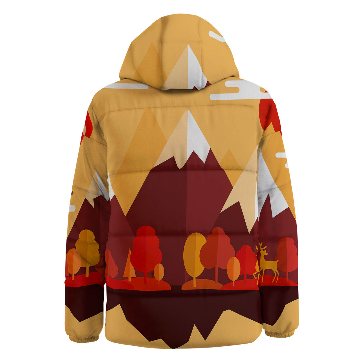 Mountain Autumn Print Down Jacket-grizzshop