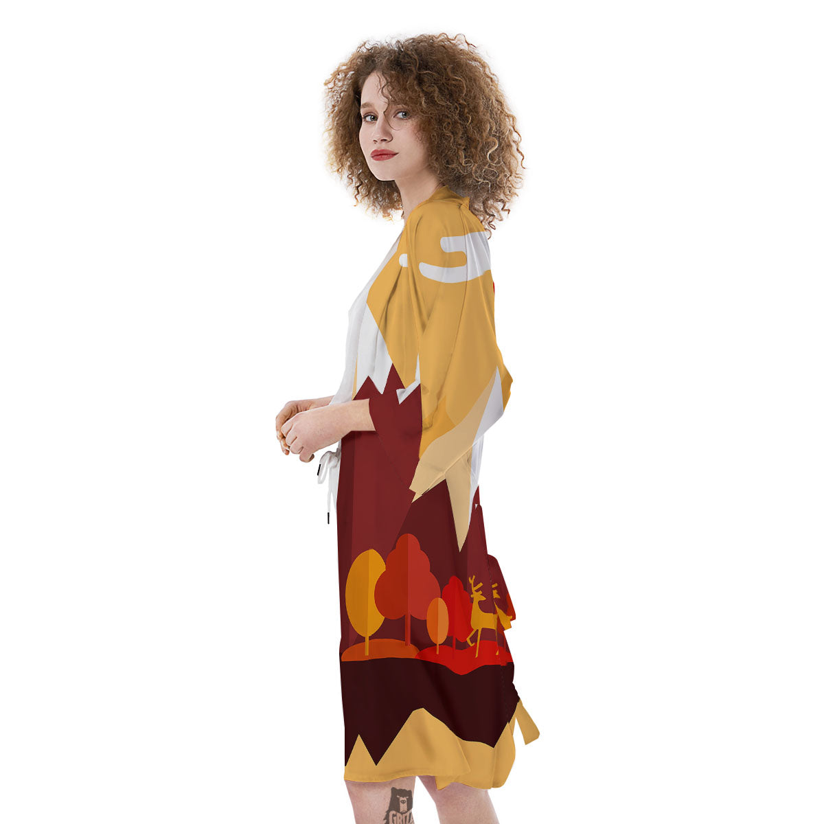 Mountain Autumn Print Kimono-grizzshop