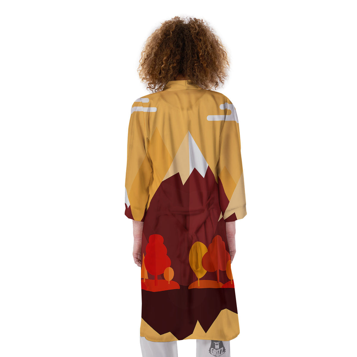 Mountain Autumn Print Kimono-grizzshop