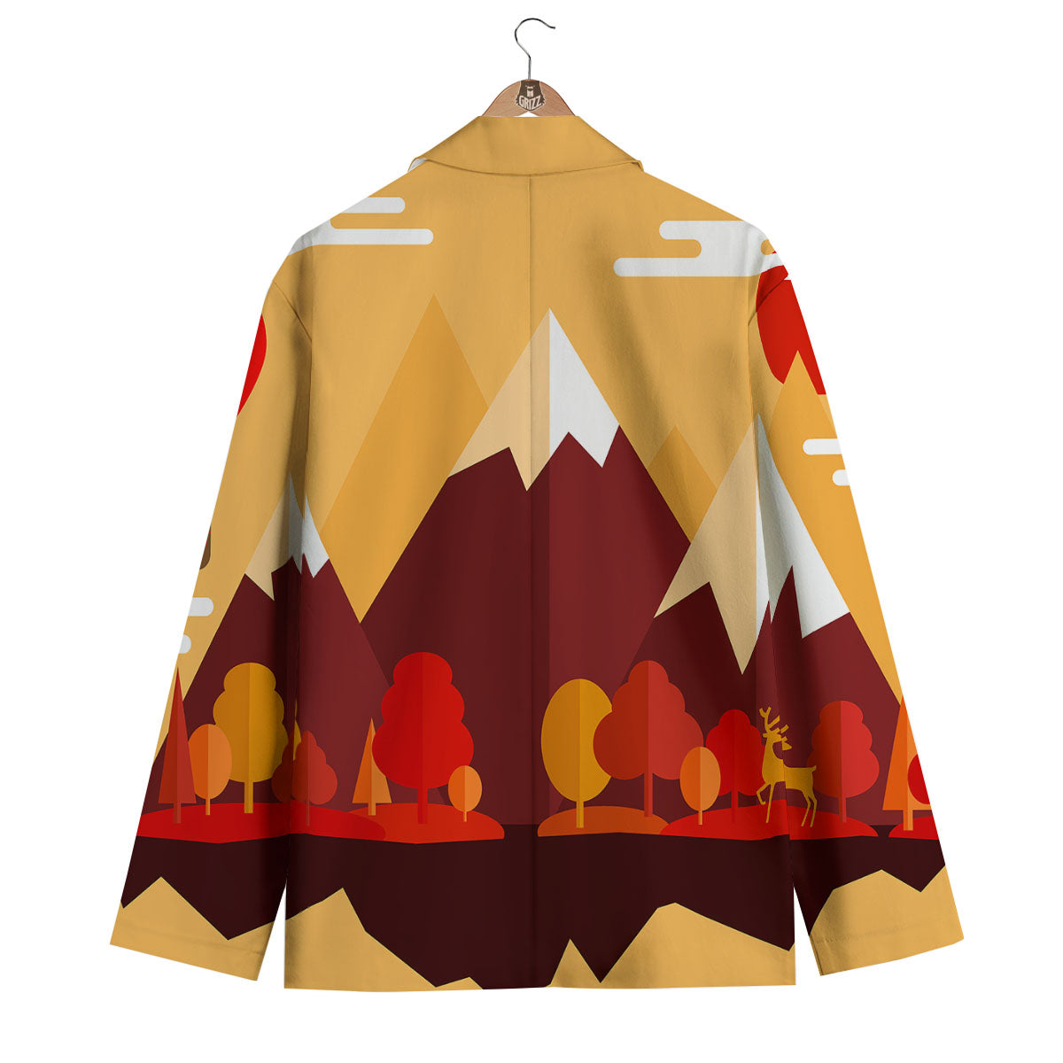 Mountain Autumn Print Men's Blazer-grizzshop