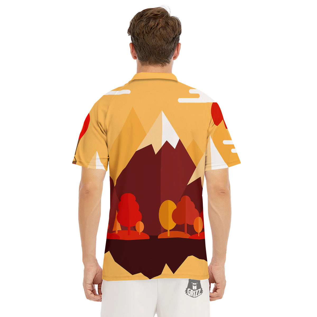 Mountain Autumn Print Men's Golf Shirts-grizzshop