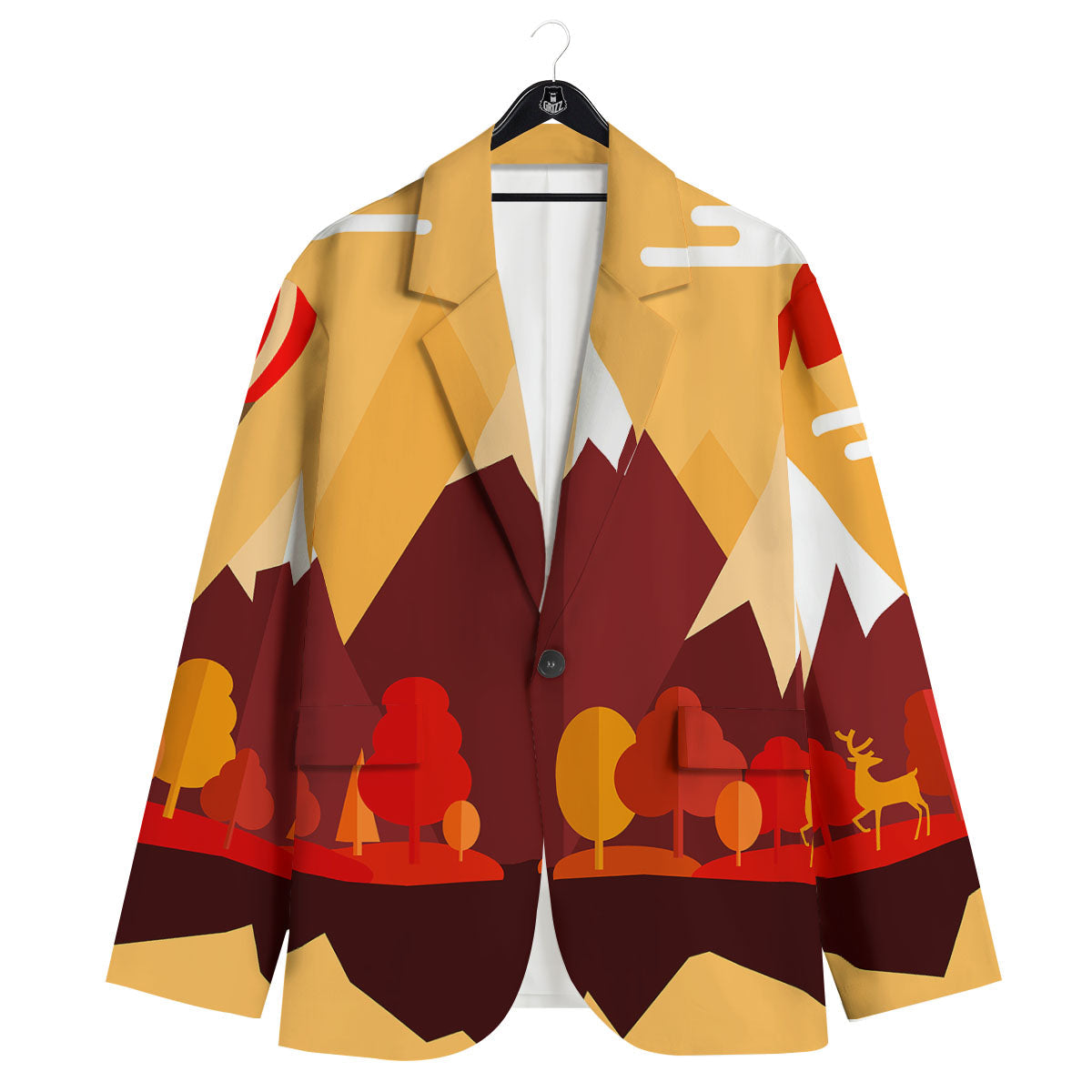 Mountain Autumn Print Men's Sport Coat-grizzshop