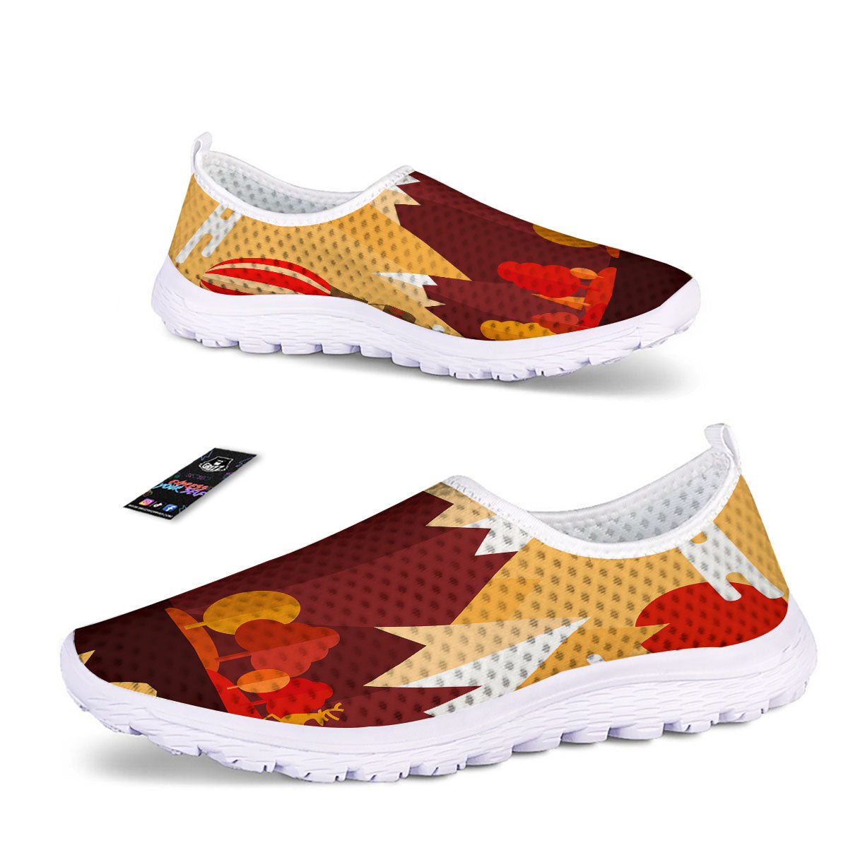 Mountain Autumn Print Nurse Shoes-grizzshop