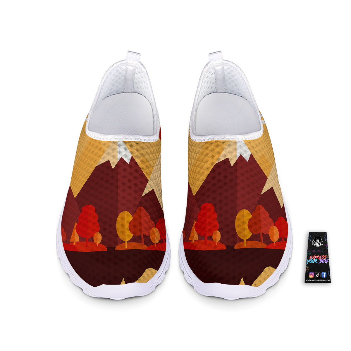 Mountain Autumn Print Nurse Shoes-grizzshop