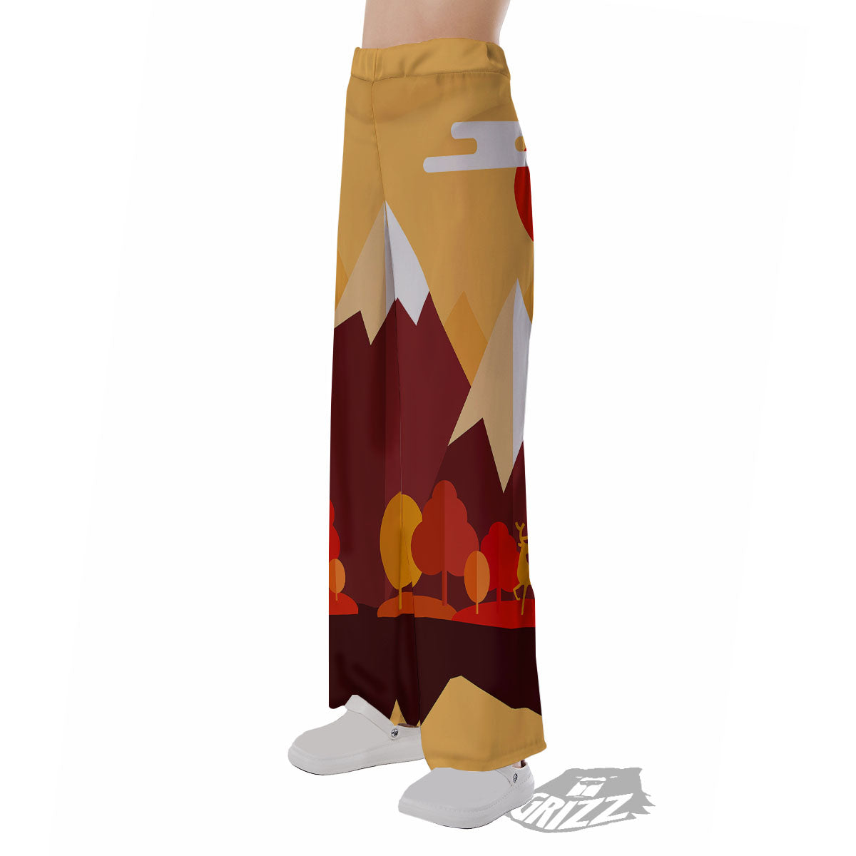 Mountain Autumn Print Pajama Pants-grizzshop