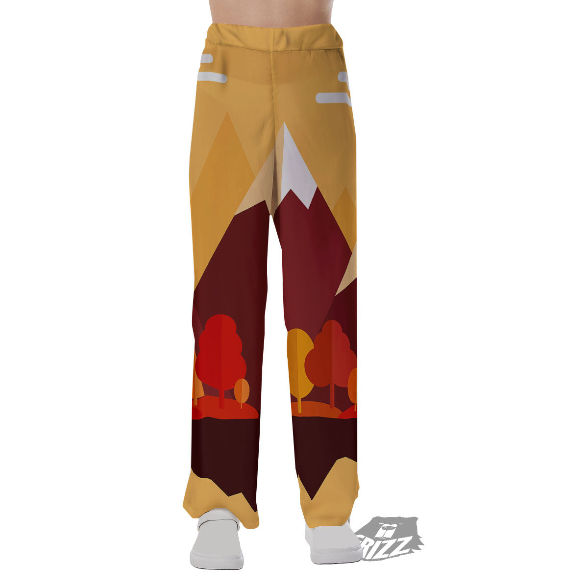 Mountain Autumn Print Pajama Pants-grizzshop