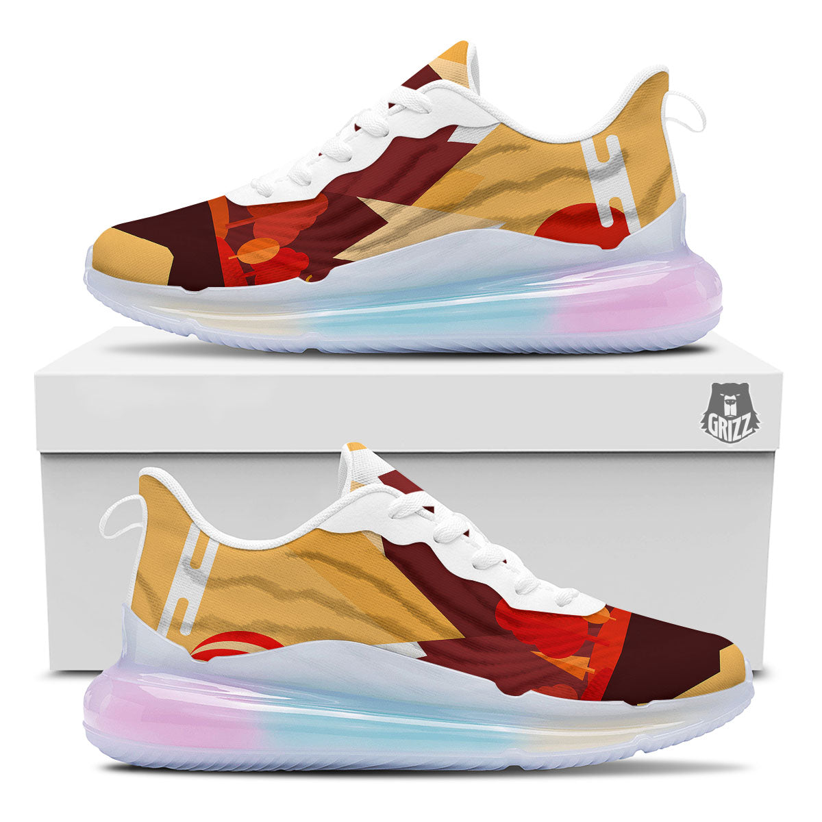 Mountain Autumn Print Running Sneakers-grizzshop
