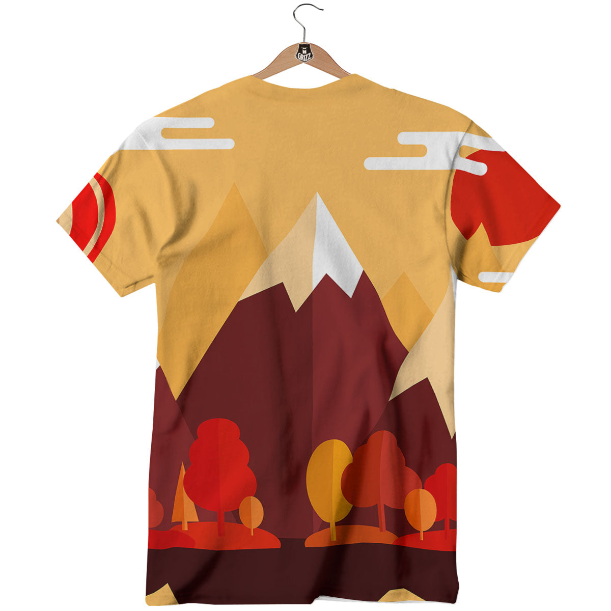 Mountain Autumn Print T-Shirt-grizzshop