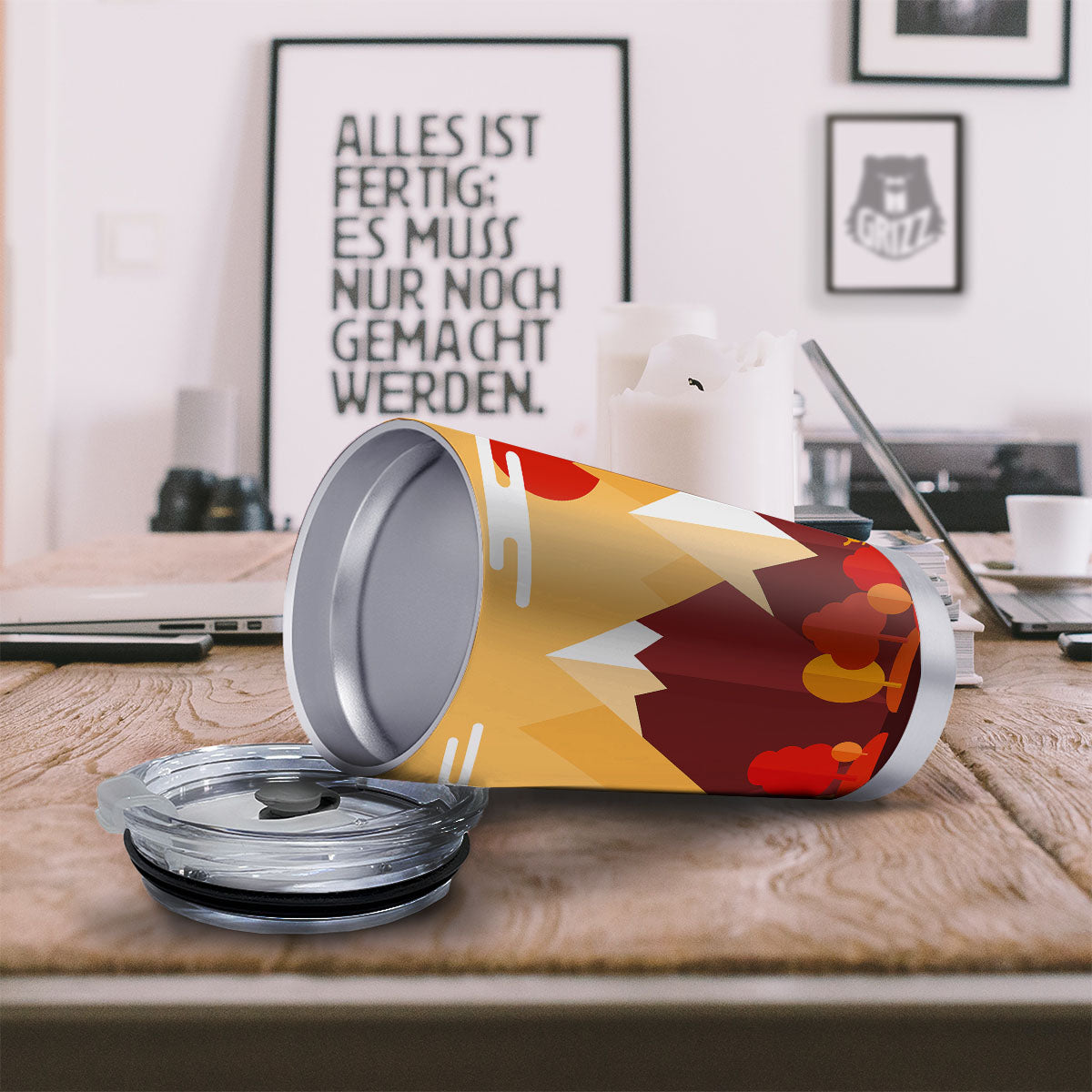 Mountain Autumn Print Tumbler-grizzshop