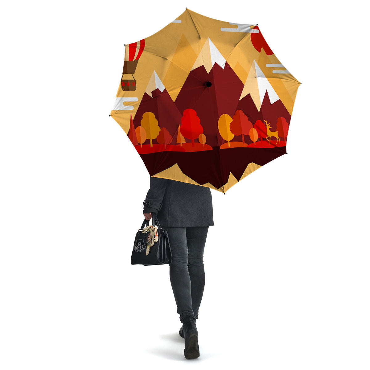Mountain Autumn Print Umbrella-grizzshop