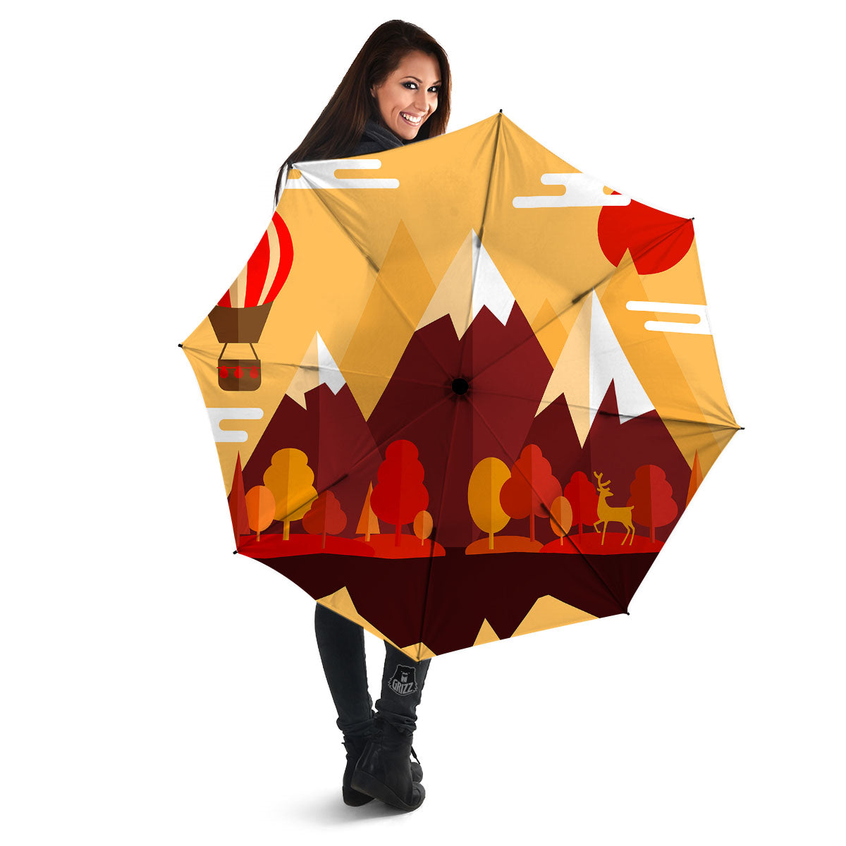 Mountain Autumn Print Umbrella-grizzshop