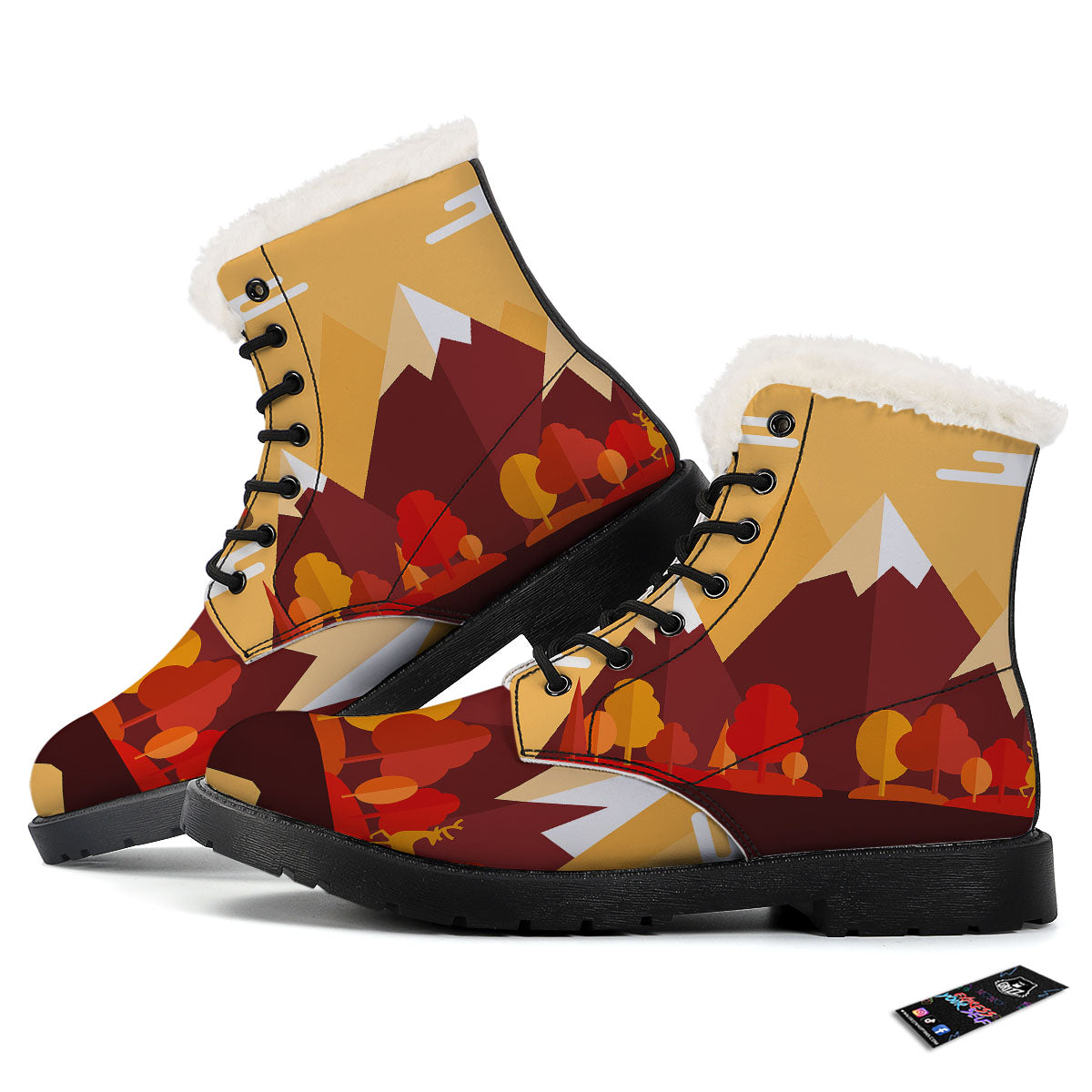 Mountain Autumn Print Winter Boots-grizzshop