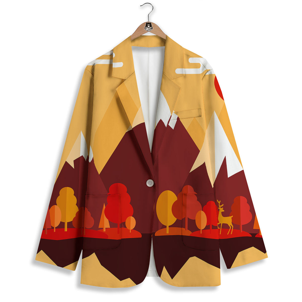 Mountain Autumn Print Women's Blazer-grizzshop