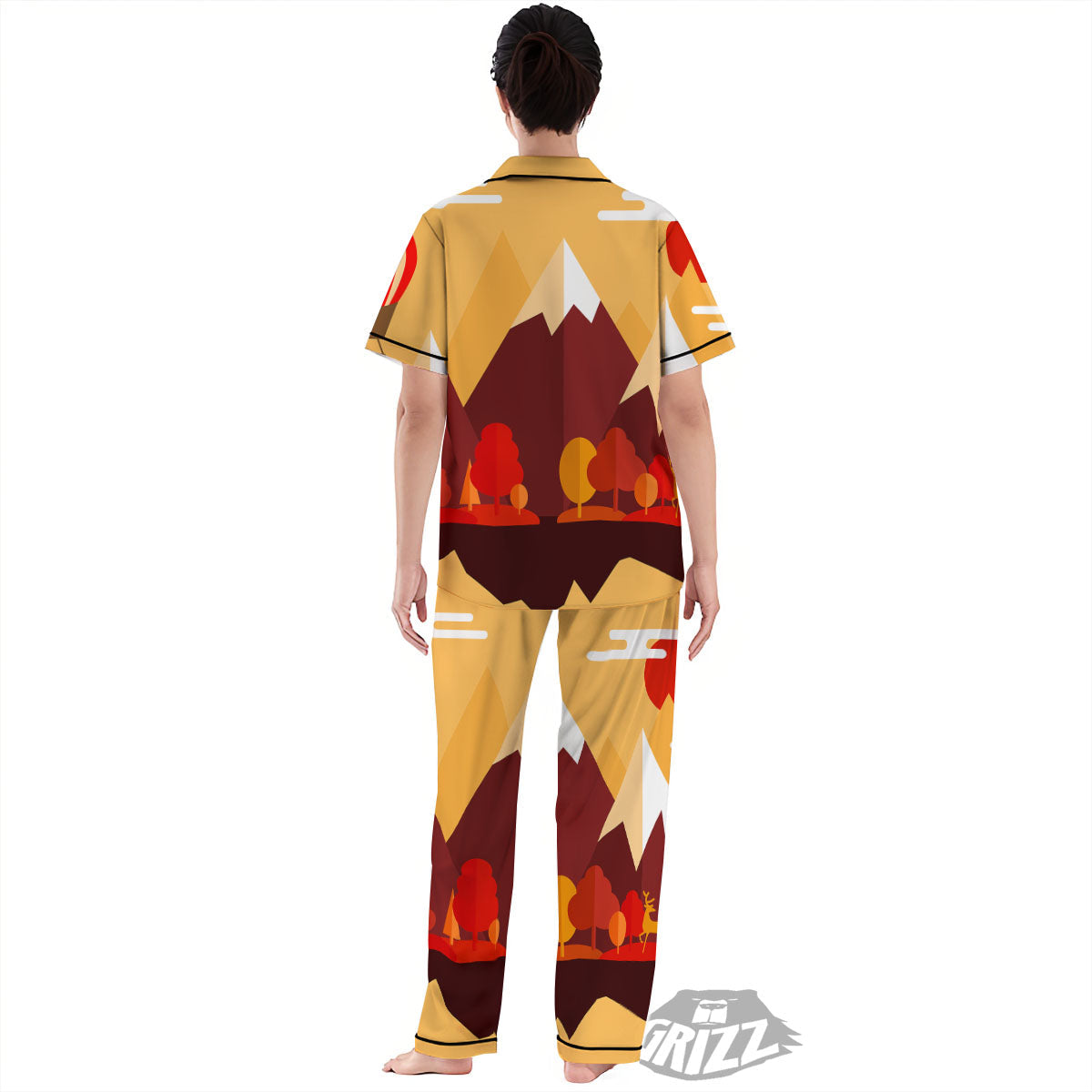 Mountain Autumn Print Women's Pajamas Set-grizzshop