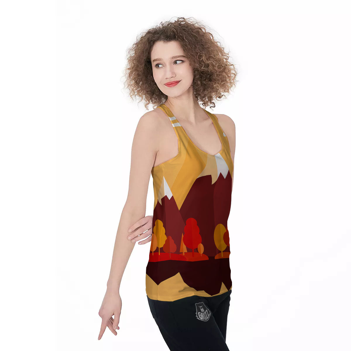 Mountain Autumn Print Women's Racerback Tank Top-grizzshop
