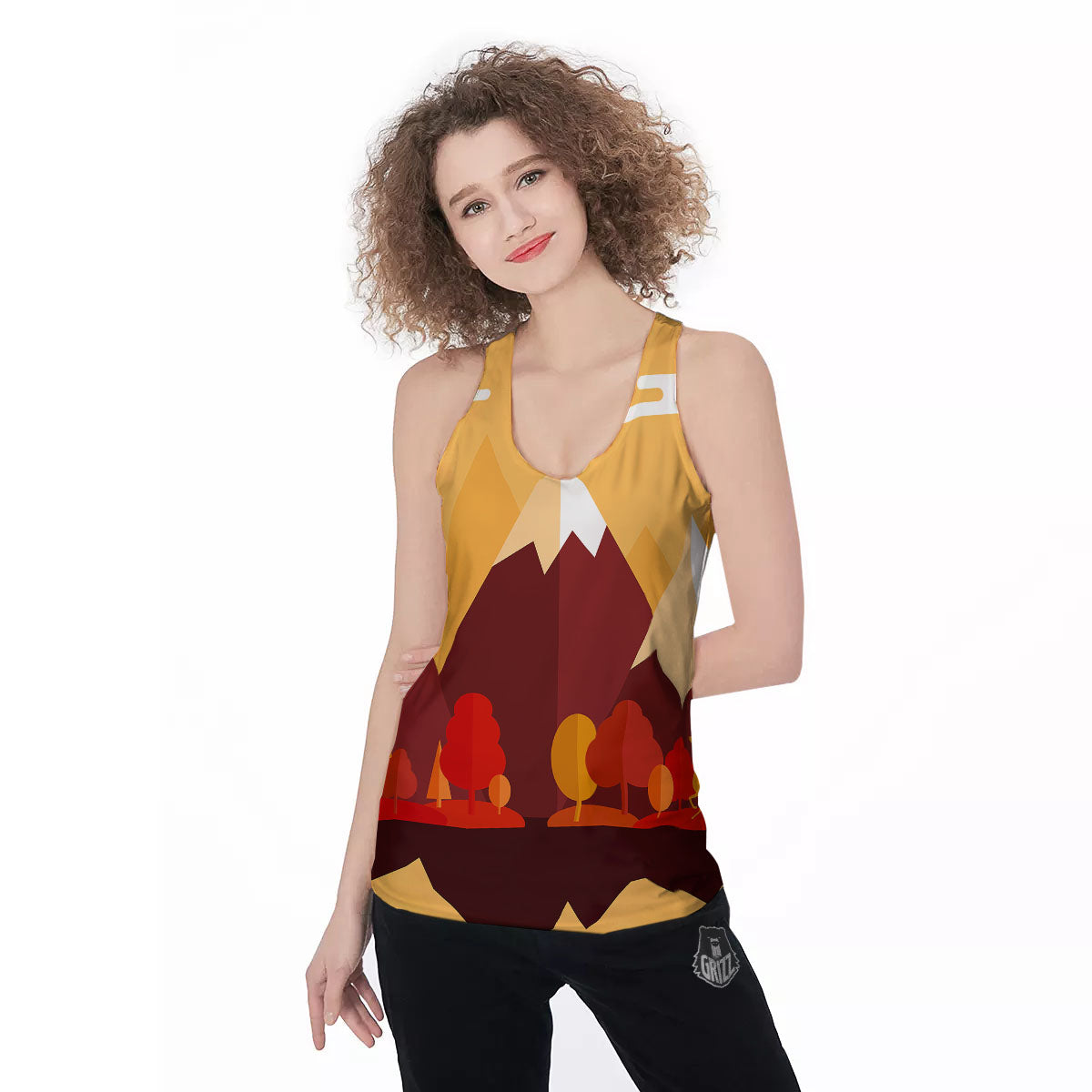 Mountain Autumn Print Women's Racerback Tank Top-grizzshop
