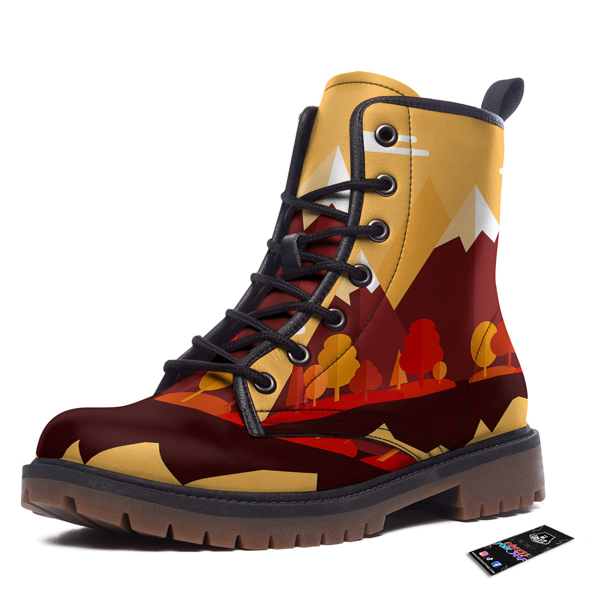 Mountain Autumn Print Work Boots-grizzshop