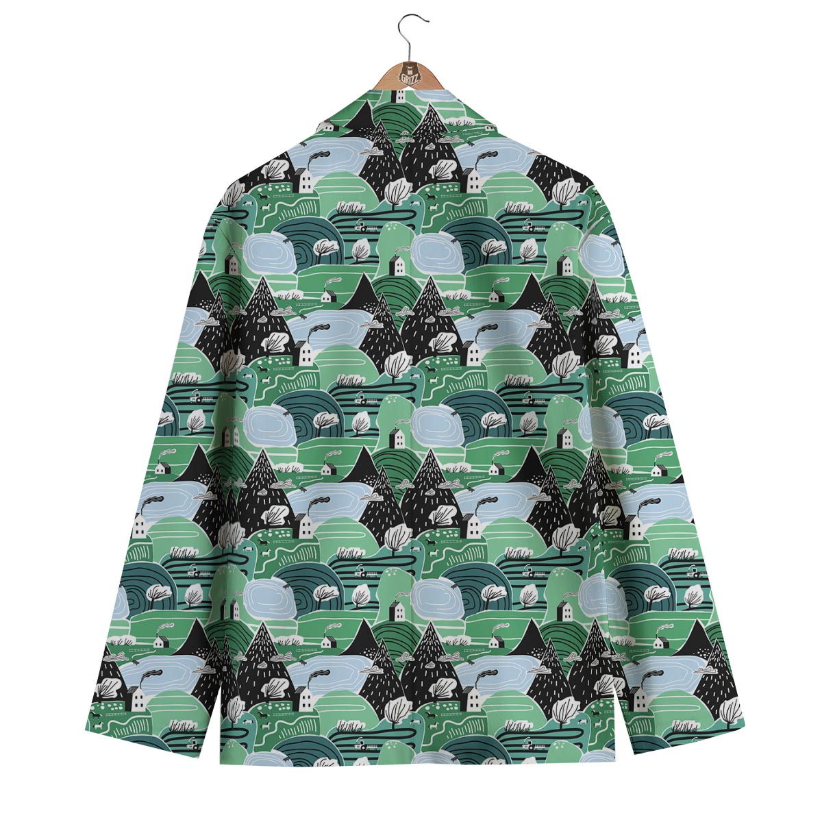 Mountain Cartoon Pattern Print Men's Blazer-grizzshop