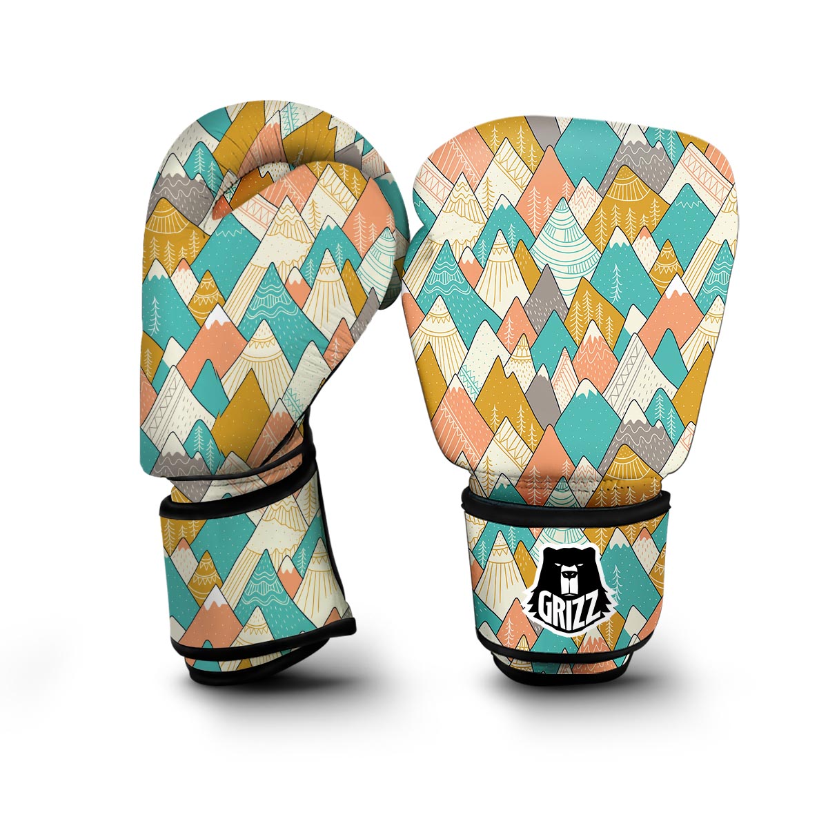 Mountain Colorful Pattern Print Boxing Gloves-grizzshop