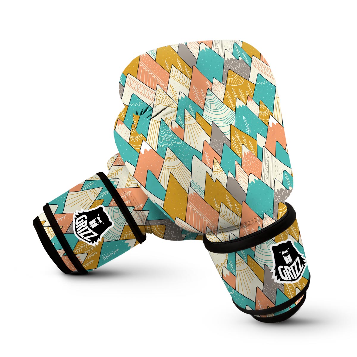 Mountain Colorful Pattern Print Boxing Gloves-grizzshop