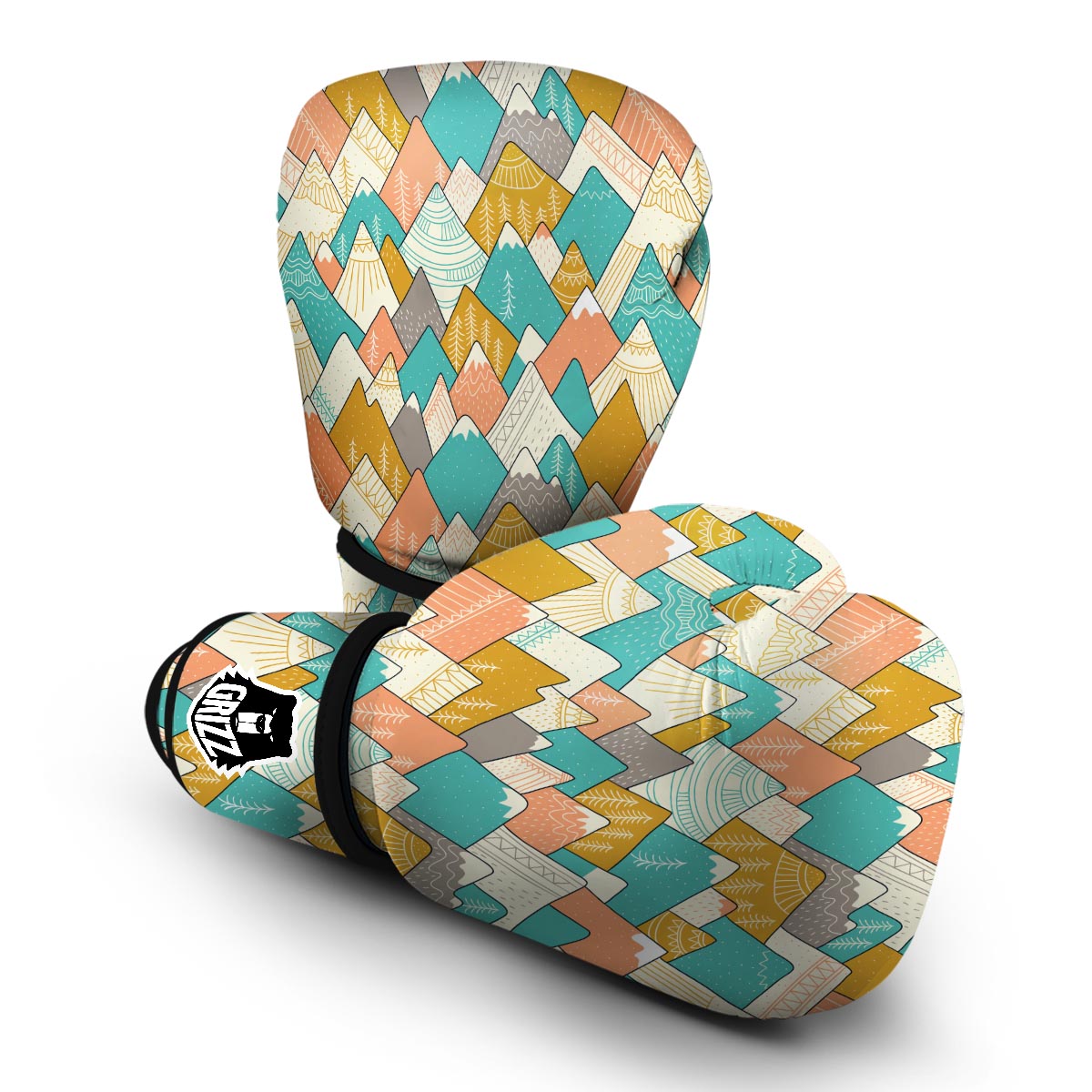 Mountain Colorful Pattern Print Boxing Gloves-grizzshop