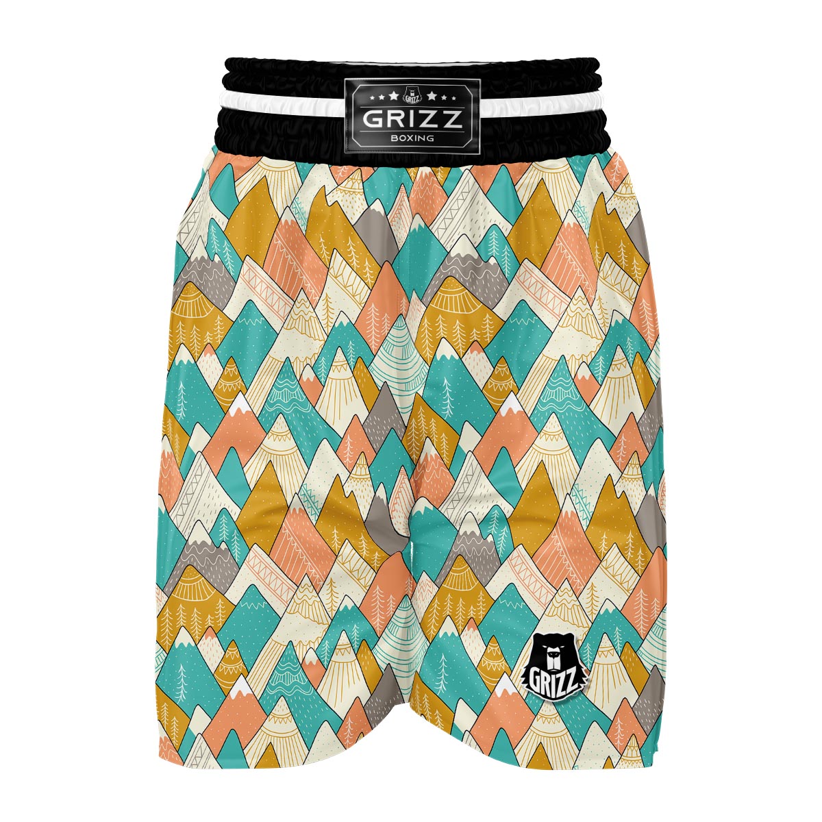Mountain Colorful Pattern Print Boxing Shorts-grizzshop