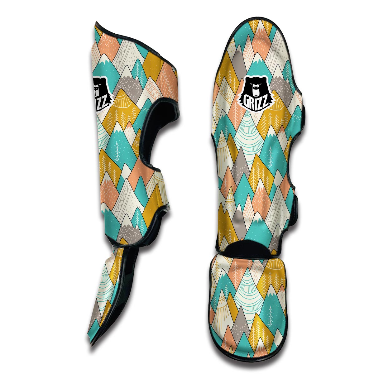 Mountain Colorful Pattern Print Muay Thai Shin Guards-grizzshop