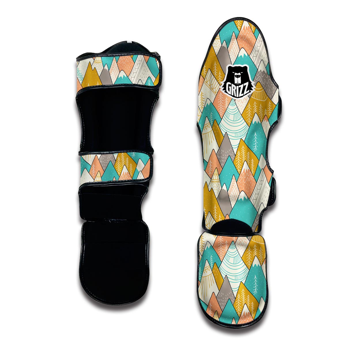 Mountain Colorful Pattern Print Muay Thai Shin Guards-grizzshop