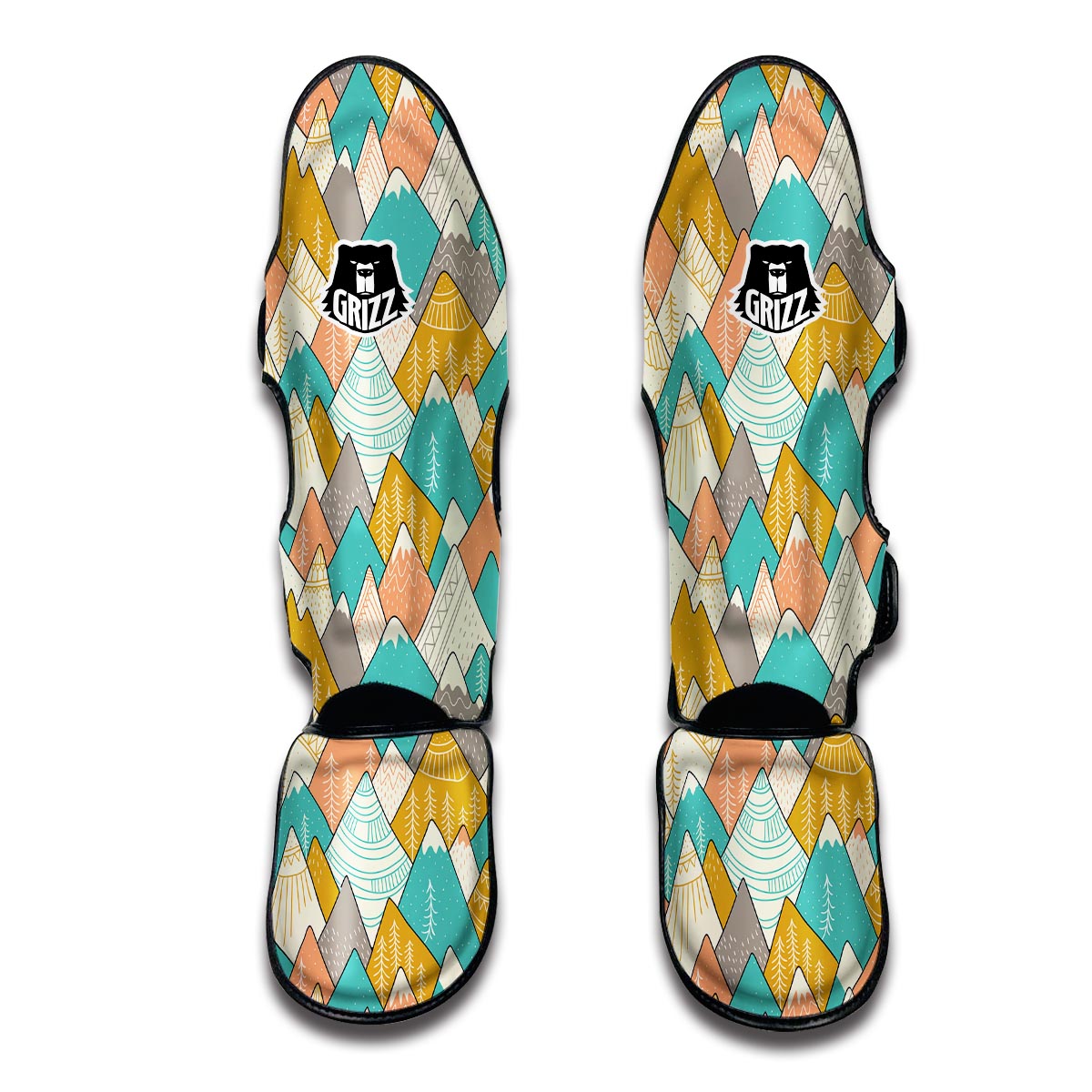 Mountain Colorful Pattern Print Muay Thai Shin Guards-grizzshop