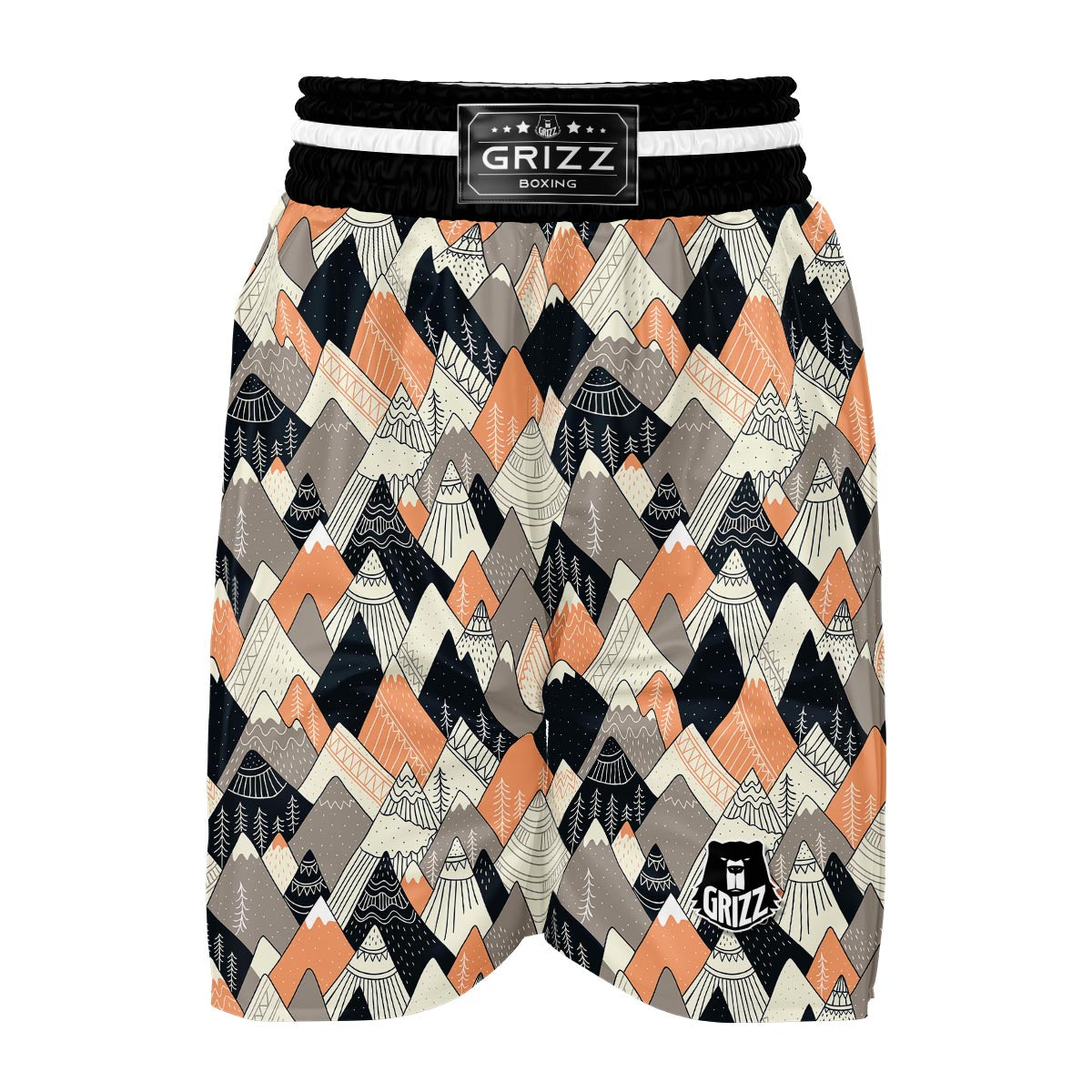 Mountain Pattern Print Boxing Shorts-grizzshop