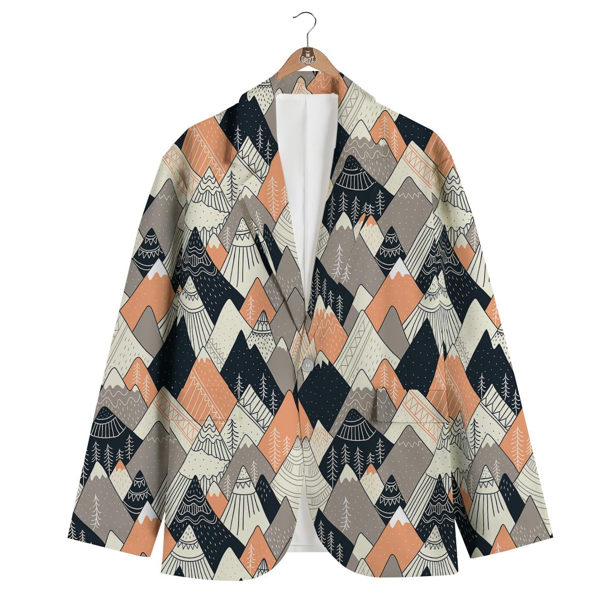 Mountain Pattern Print Men's Blazer-grizzshop