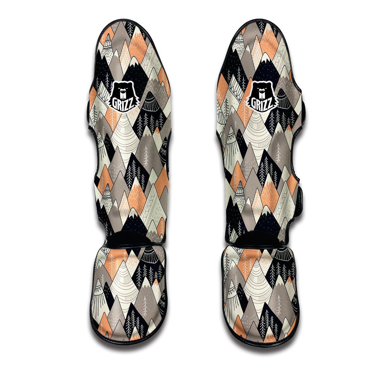 Mountain Pattern Print Muay Thai Shin Guards-grizzshop