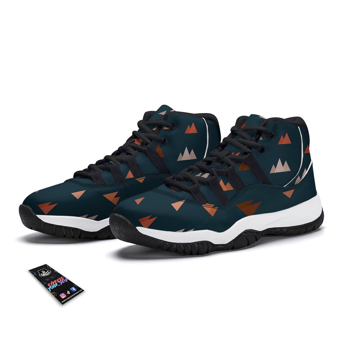 Mountain Print Pattern Black Bball Shoes-grizzshop
