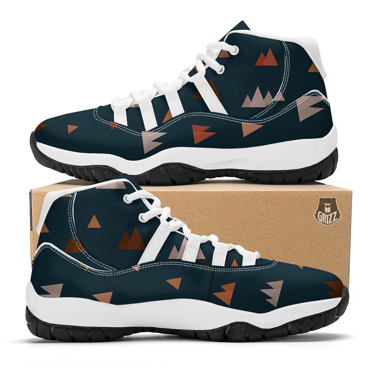 Mountain Print Pattern White Bball Shoes-grizzshop