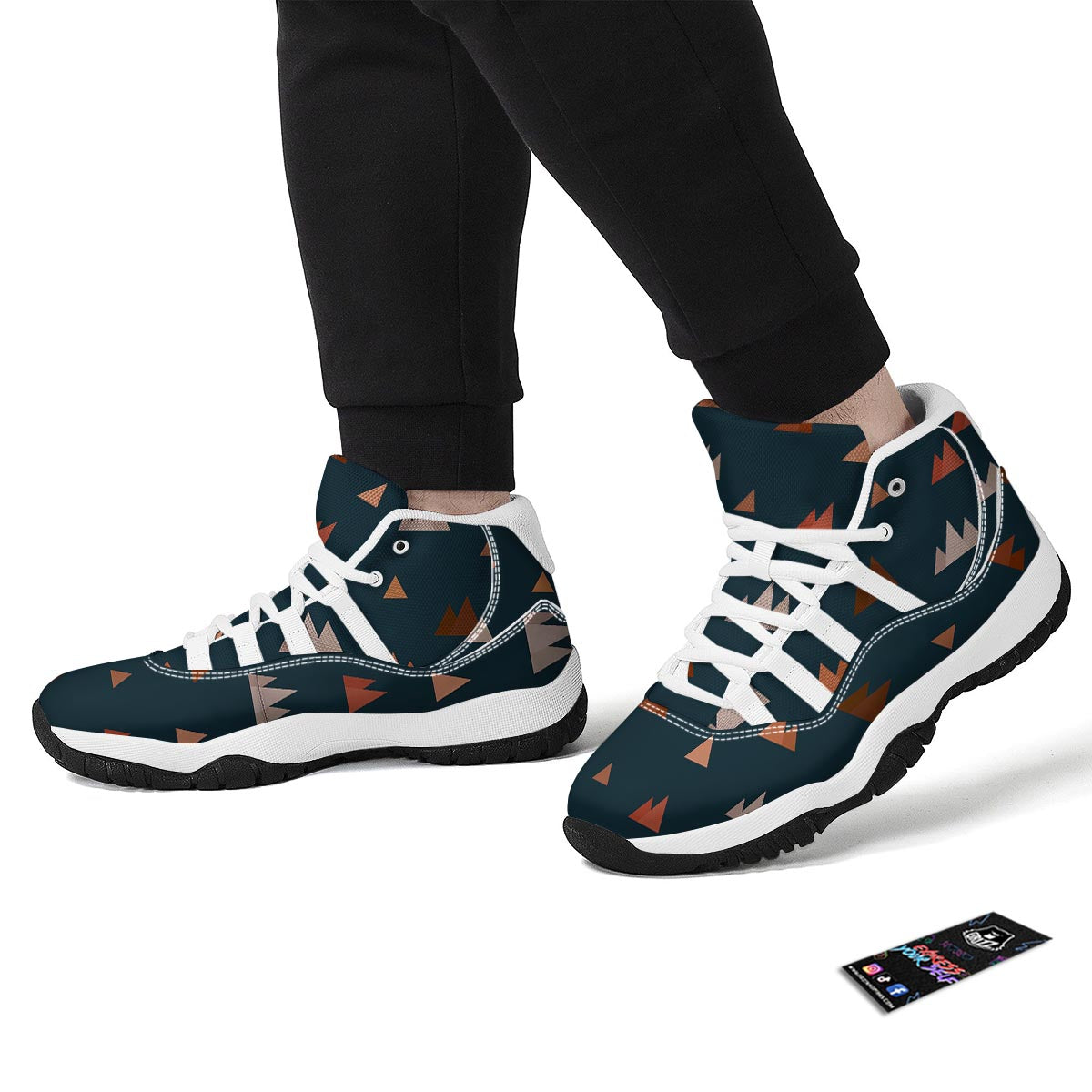 Mountain Print Pattern White Bball Shoes-grizzshop
