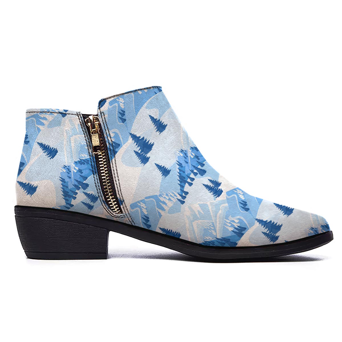Mountain Skiing Print Pattern Ankle Boots-grizzshop