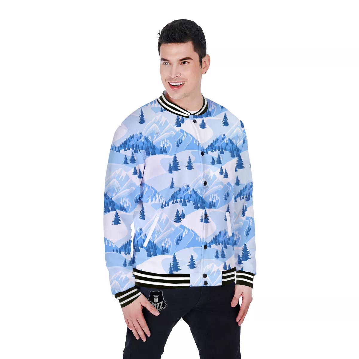 Mountain Skiing Print Pattern Baseball Jacket-grizzshop