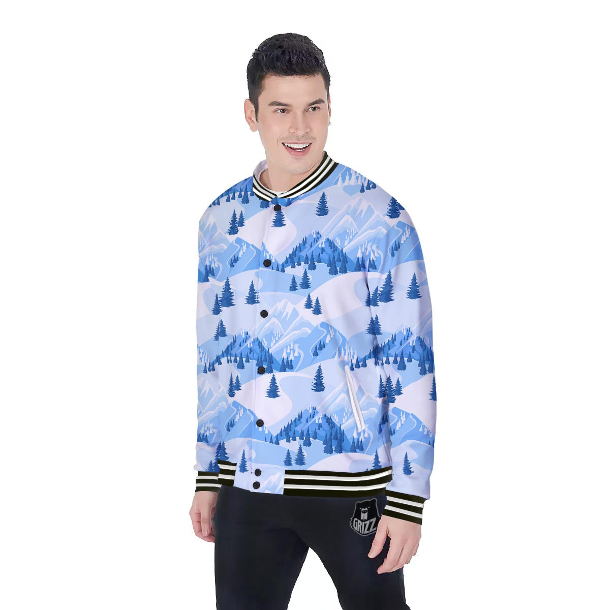 Mountain Skiing Print Pattern Baseball Jacket-grizzshop