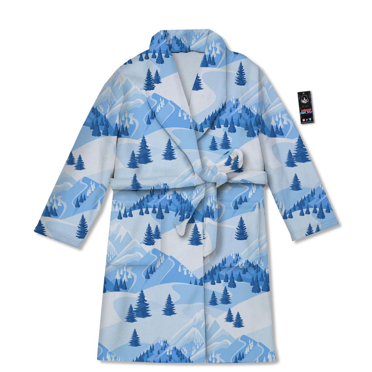 Mountain Skiing Print Pattern Bathrobe-grizzshop