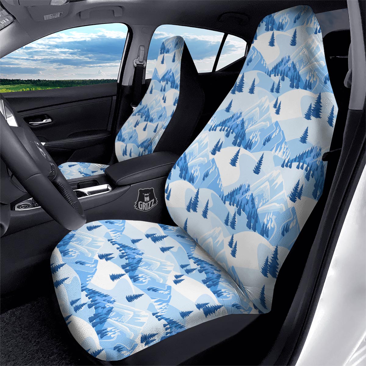 Mountain Skiing Print Pattern Car Seat Covers-grizzshop