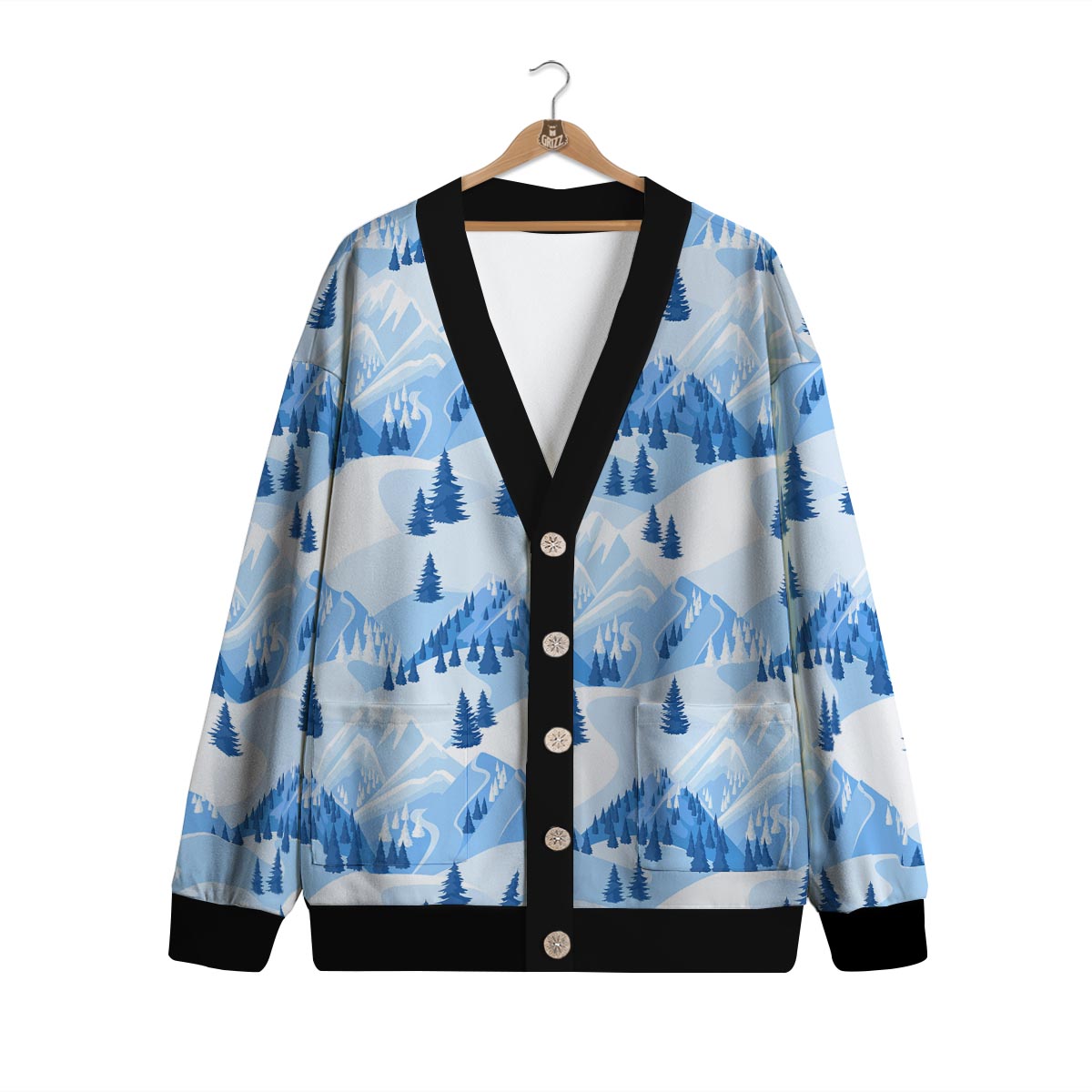Mountain Skiing Print Pattern Cardigan-grizzshop
