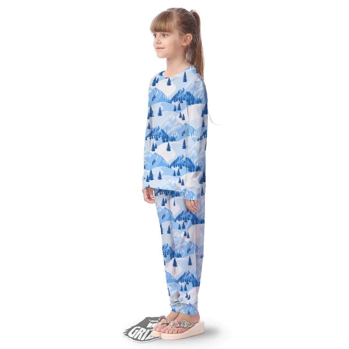 Mountain Skiing Print Pattern Kid's Pajamas-grizzshop