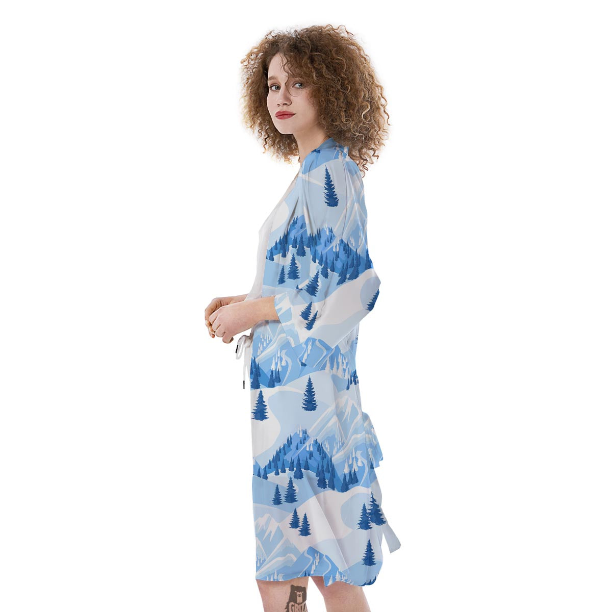 Mountain Skiing Print Pattern Kimono-grizzshop