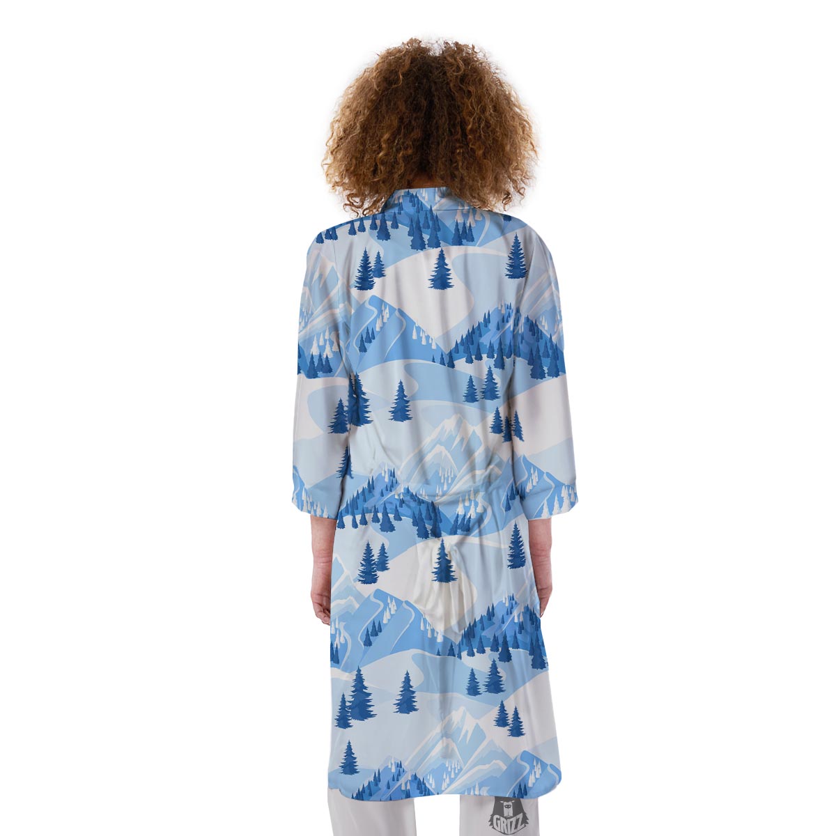 Mountain Skiing Print Pattern Kimono-grizzshop