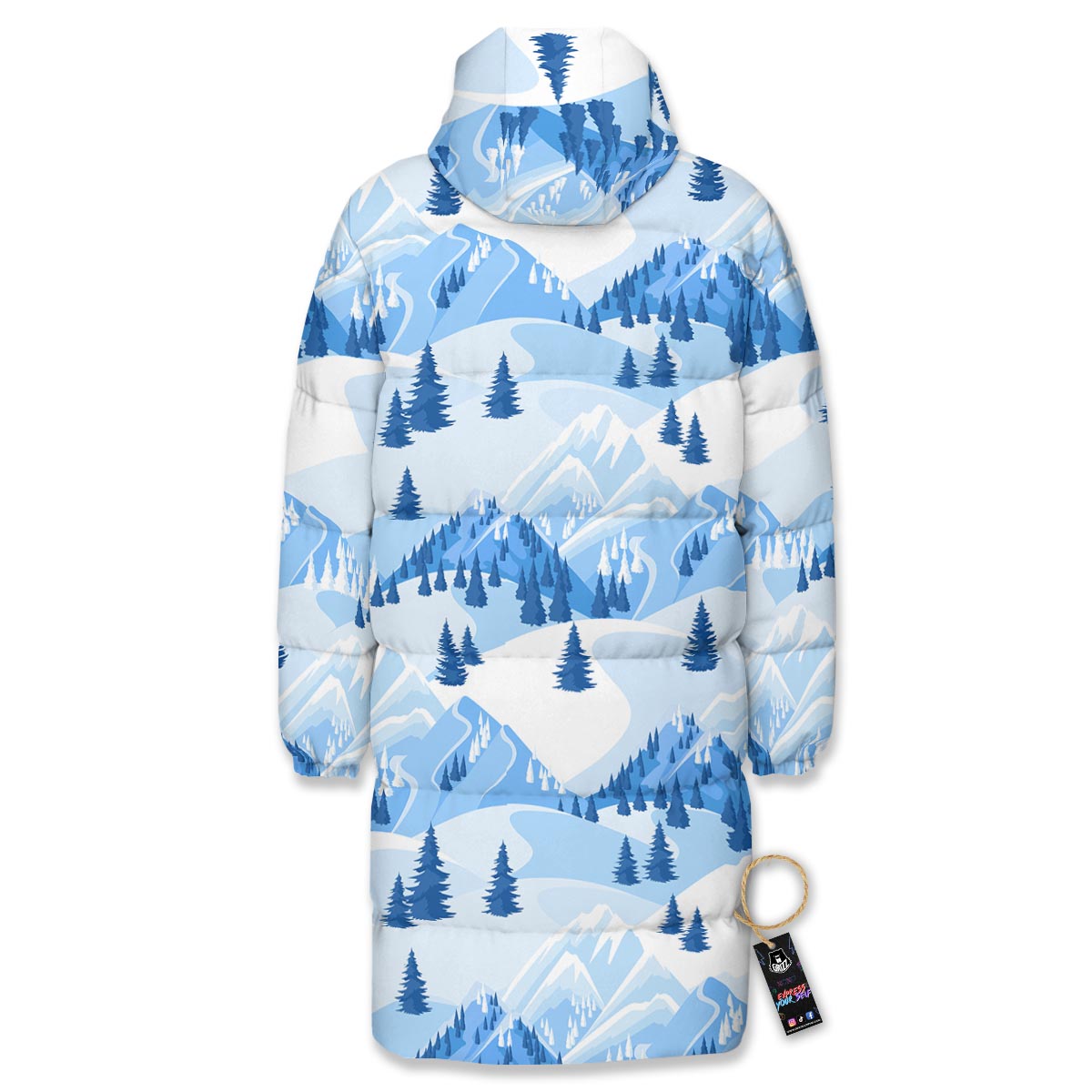 Mountain Skiing Print Pattern Long Down Jacket-grizzshop