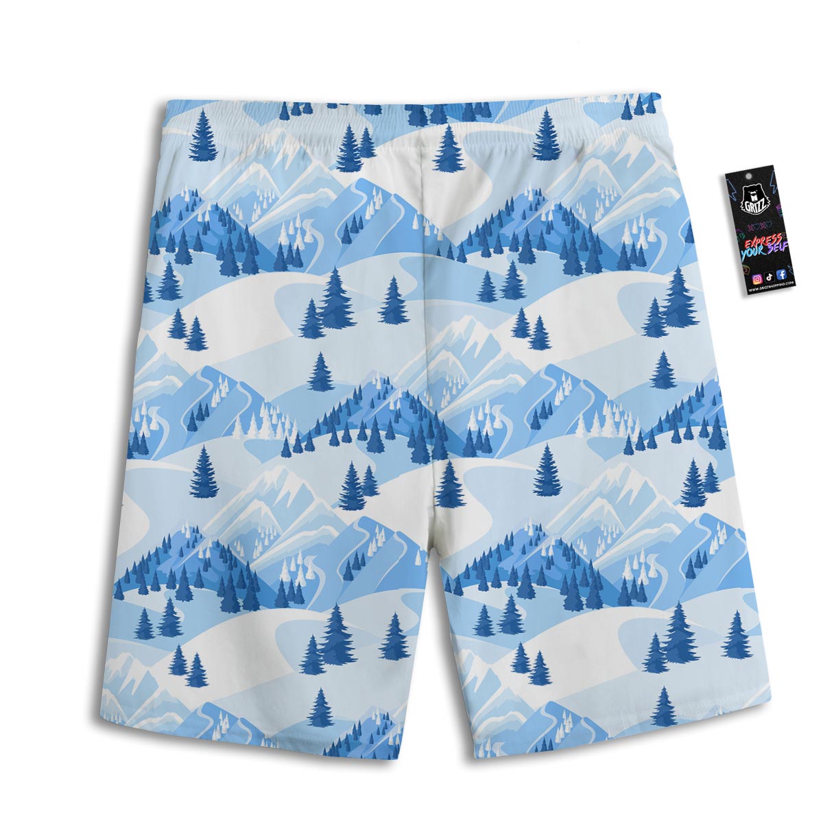 Mountain Skiing Print Pattern Men's Athletic Shorts