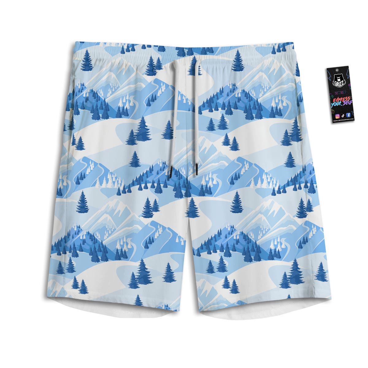 Mountain Skiing Print Pattern Men's Athletic Shorts