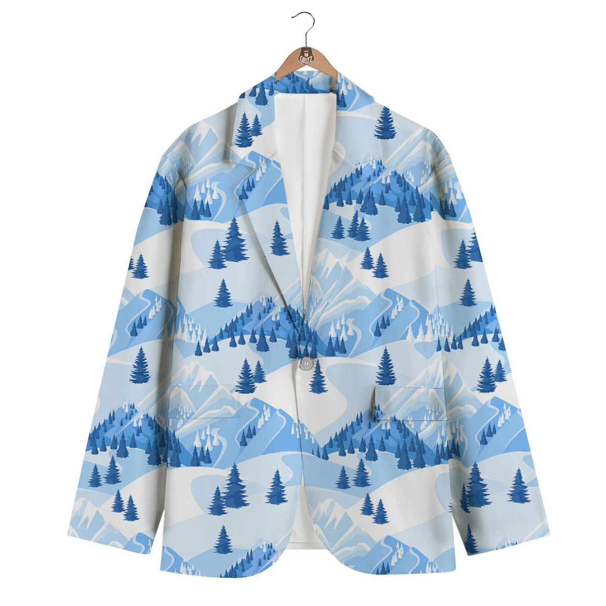 Mountain Skiing Print Pattern Men's Blazer-grizzshop