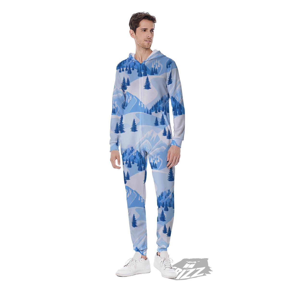 Mountain Skiing Print Pattern Men's Jumpsuit-grizzshop