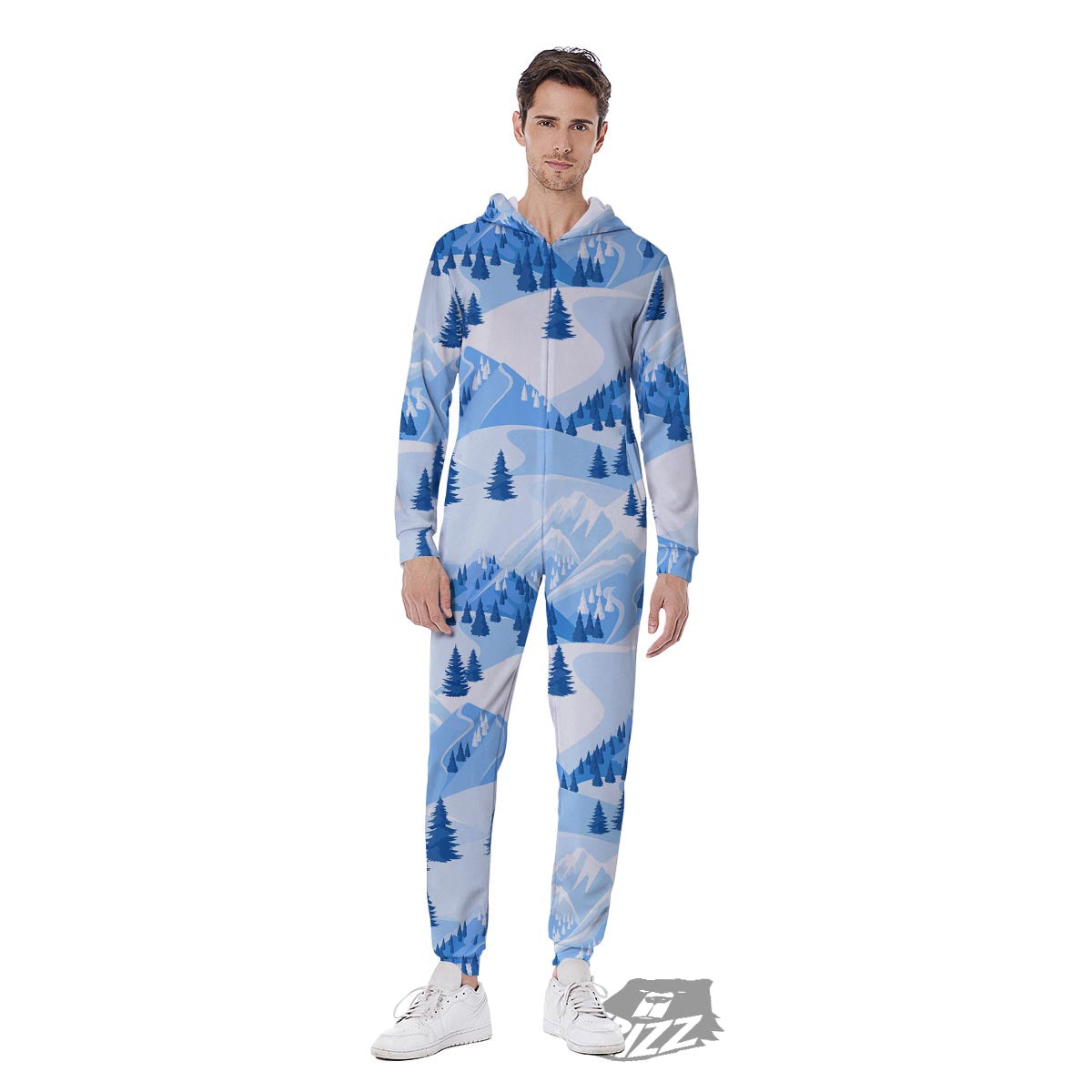Mountain Skiing Print Pattern Men's Jumpsuit-grizzshop
